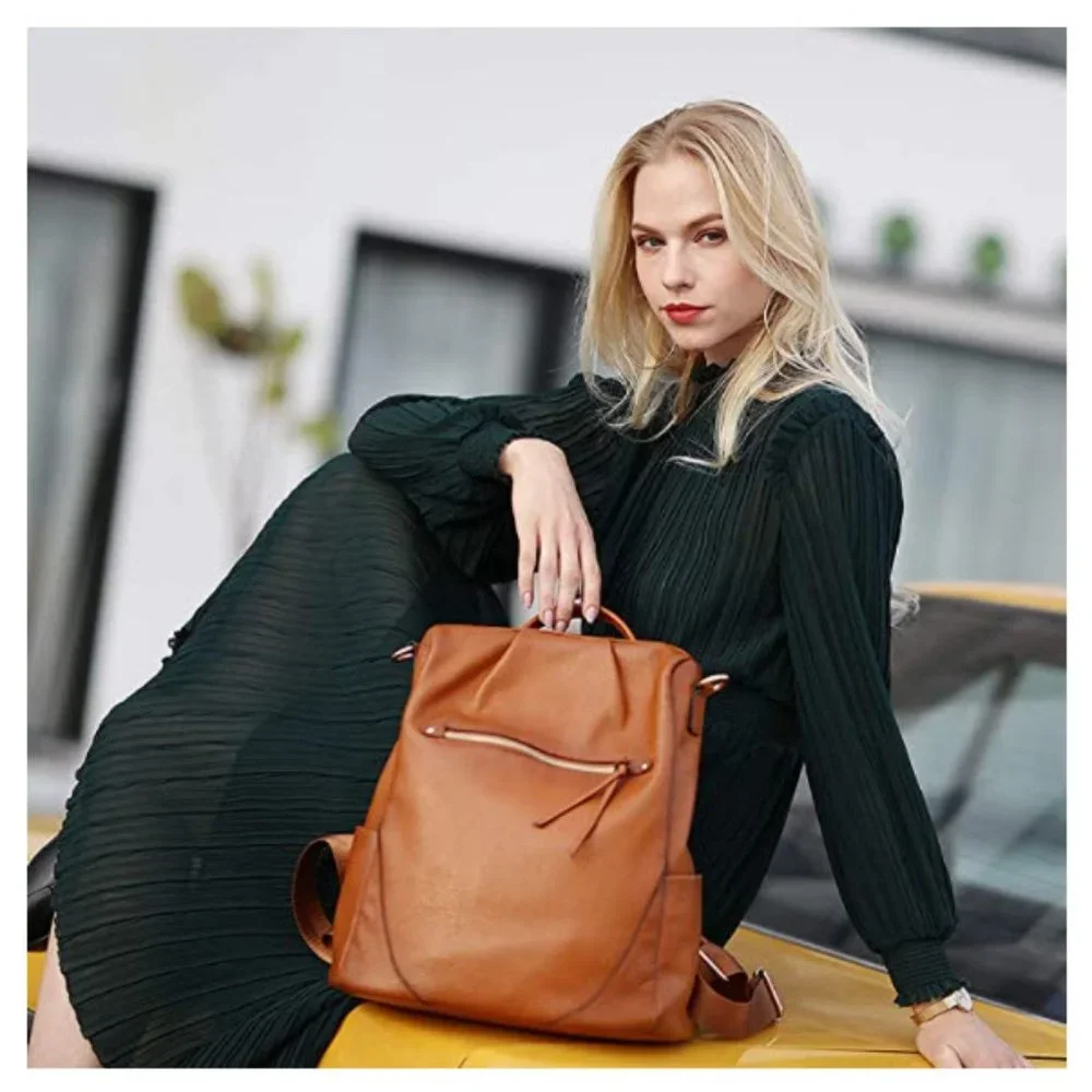 Kattee Genuine Leather Backpack Anti-Theft, Purse - Picture 7 of 7